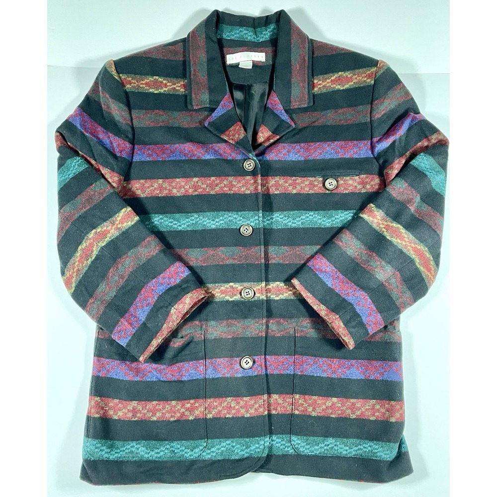 Vtg The Limited Wool Blend Southwestern Aztec Lined Womens Coat Jacket Size M/L